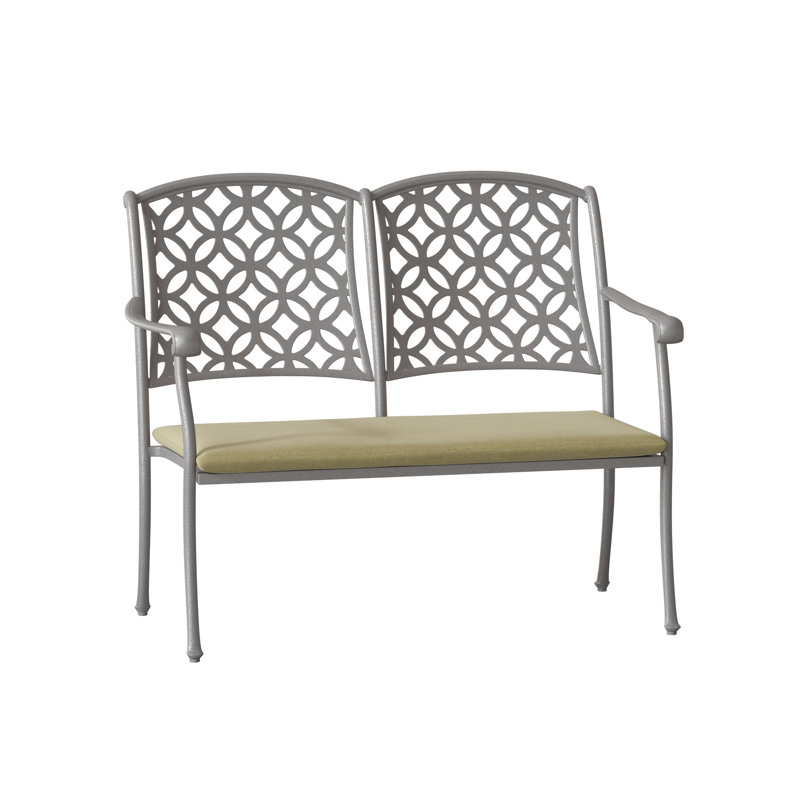 Banc de jardin aluminium Casa, Toile toile Sunbrella® Bird's Eye, Étain