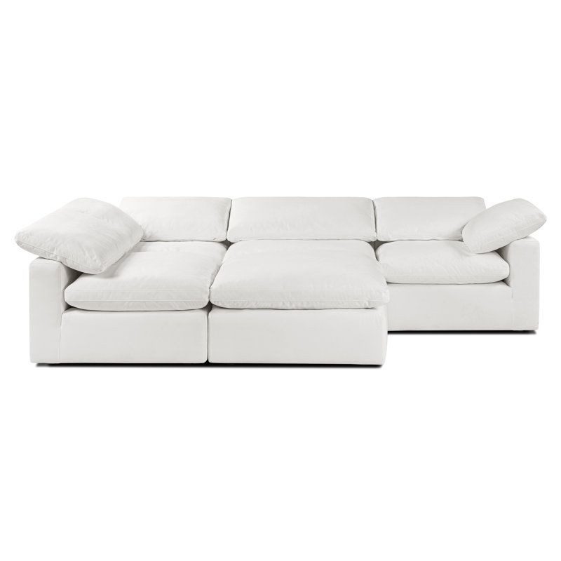 Wonardo Upholstered L-Shaped Sectional Left Hand Facing, Cotton White Fabric