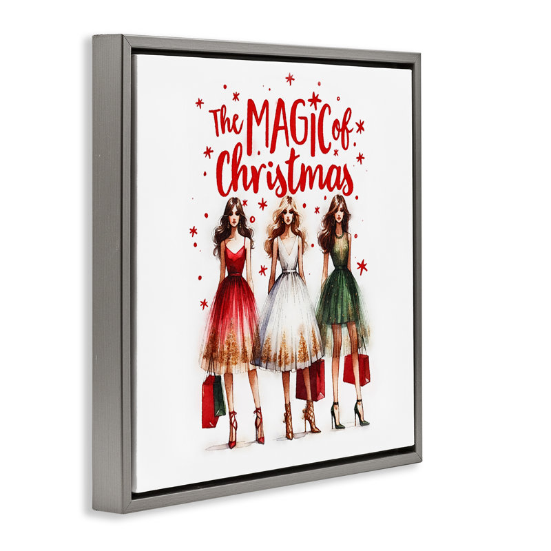 Art mural sur toile Glam Magic Of Christmas par Amanda Greenwood, H 18 po x l 18 po, Cadre flottant gris lustré