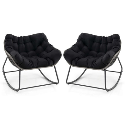 Outdoor Rocking Chair Oversized Patio Pe Wicker Egg Chair Rattan Lounge Chair by Corrigan Studio