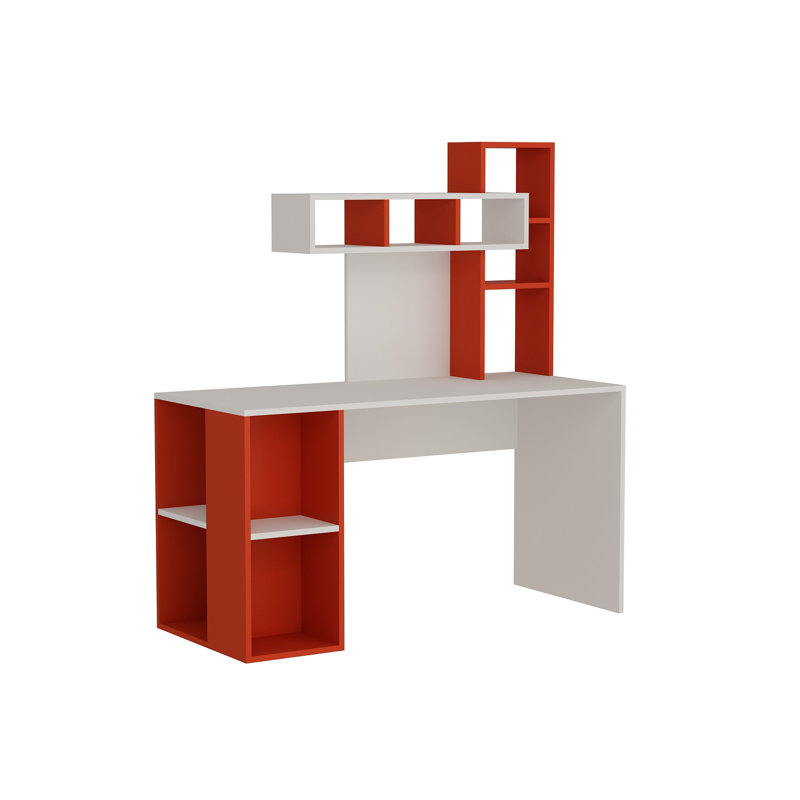 140cm W Rectangle Writing Desk, White/Red