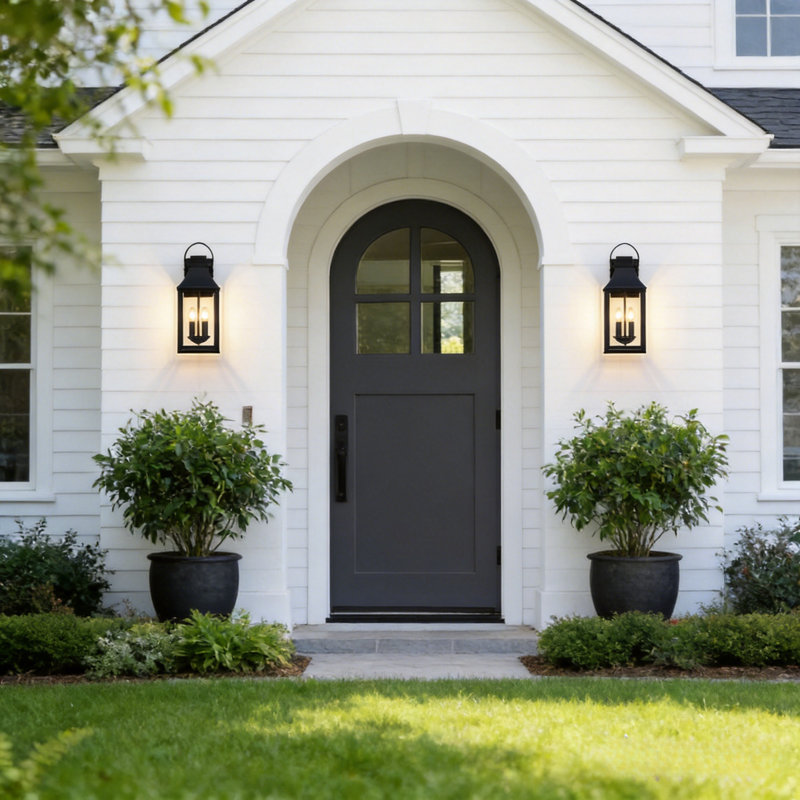 2-light 20'' H Black Outdoor Wall Lantern, Modern Industrial Porch & Patio Light Wall Sconce With Tempered Glass, Waterproof Exterior Lighting