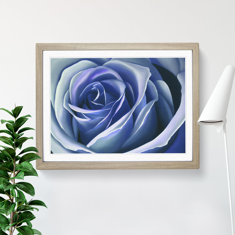 Dreamlike Rose Flower - Single Picture Frame Print, 25cm H x 34cm W, Oak