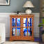 Vitrine antique avec tablettes réglables, design rétro, portes en treillis et éclairage à DEL pour la décoration et l'organisation de la maison