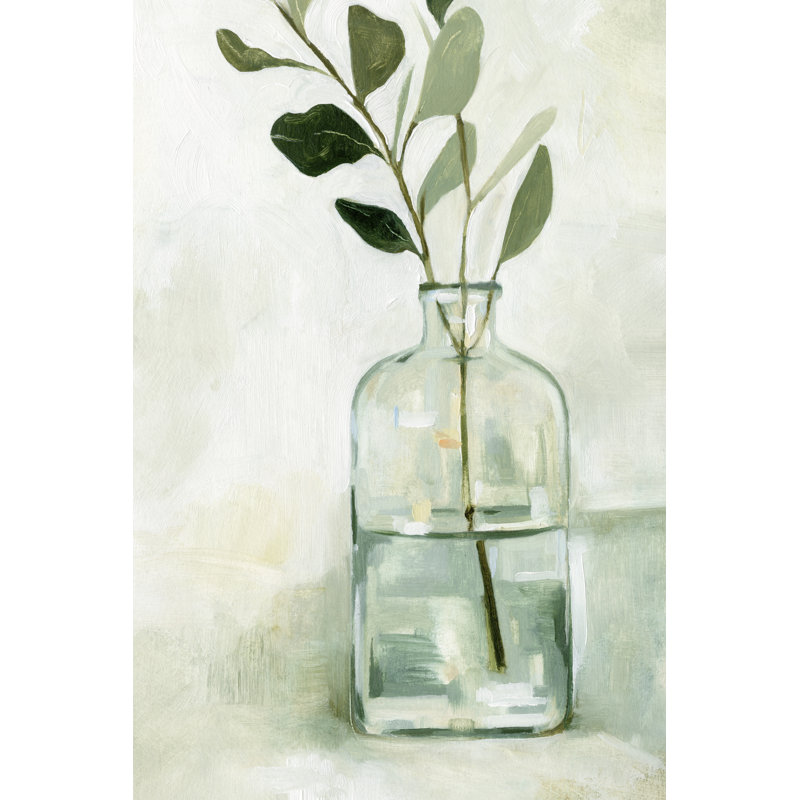 «Eucalyptus Branch Still Life I» par Emma Caroline - peinture sur toile tendue, H 12 po x l 8 po