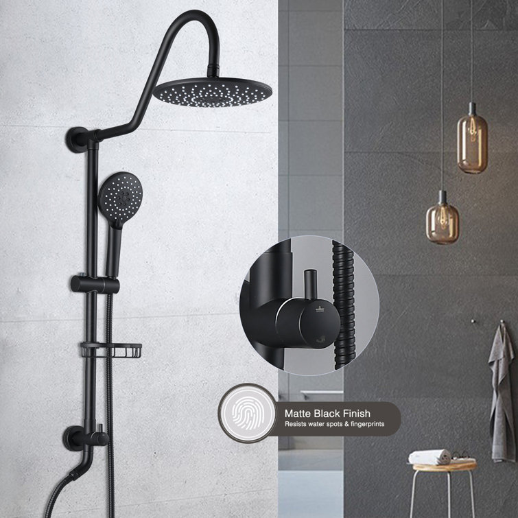 Rainfall Shower and Handheld Shower Combo with Slide Bar