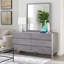 Commode 6 tiroirs avec base en métal et pieds en bloc, gris