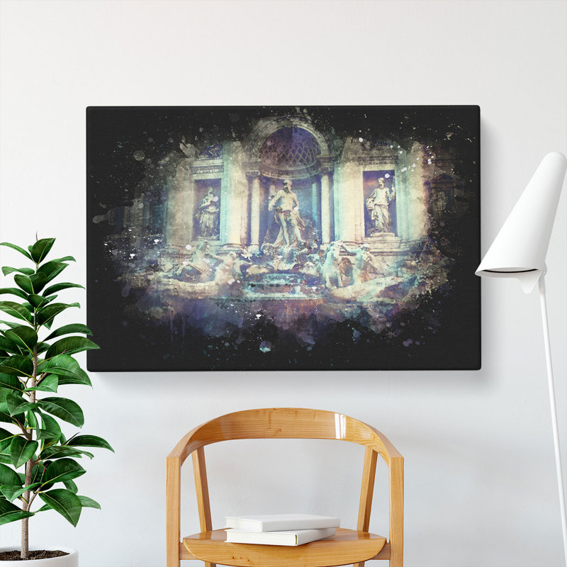 Trevi Fountain In Rome Vol.2 Paint Splash - Wrapped Canvas, 50cm H x 76cm W x 3cm D