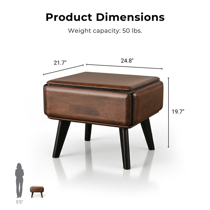Rozella Solid Wood 1-Drawer End Tables