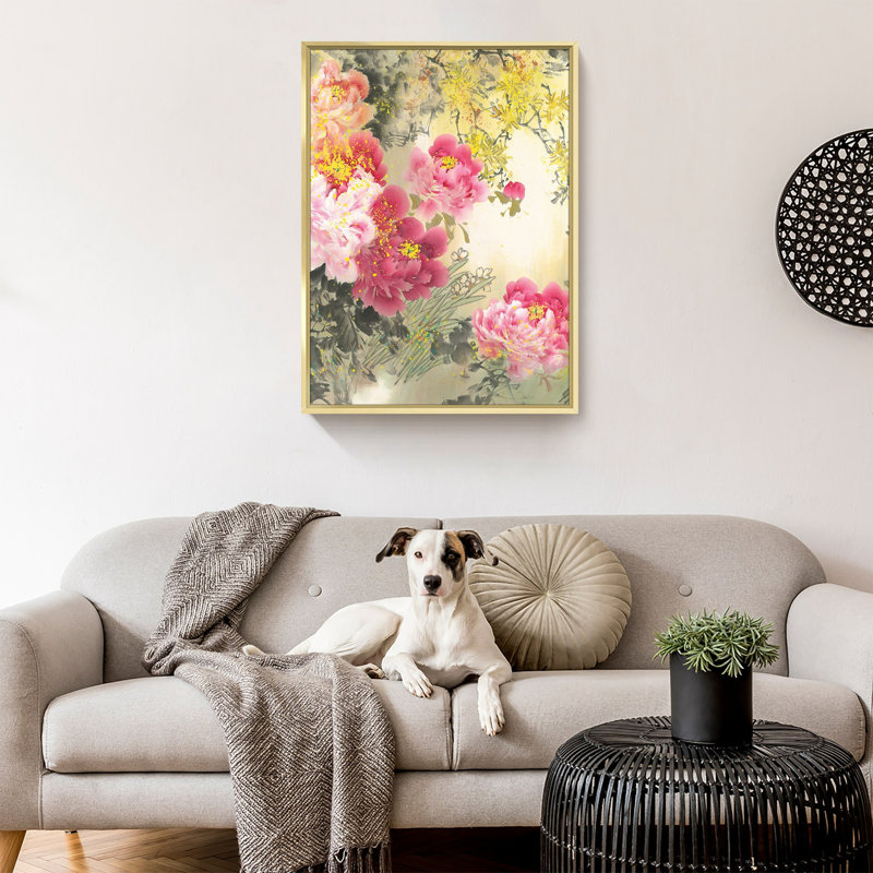 Toile abstraite, art mural encadré en aluminium doré prêt à être accroché 24, H 24 po x l 16 po x P 1,6 po