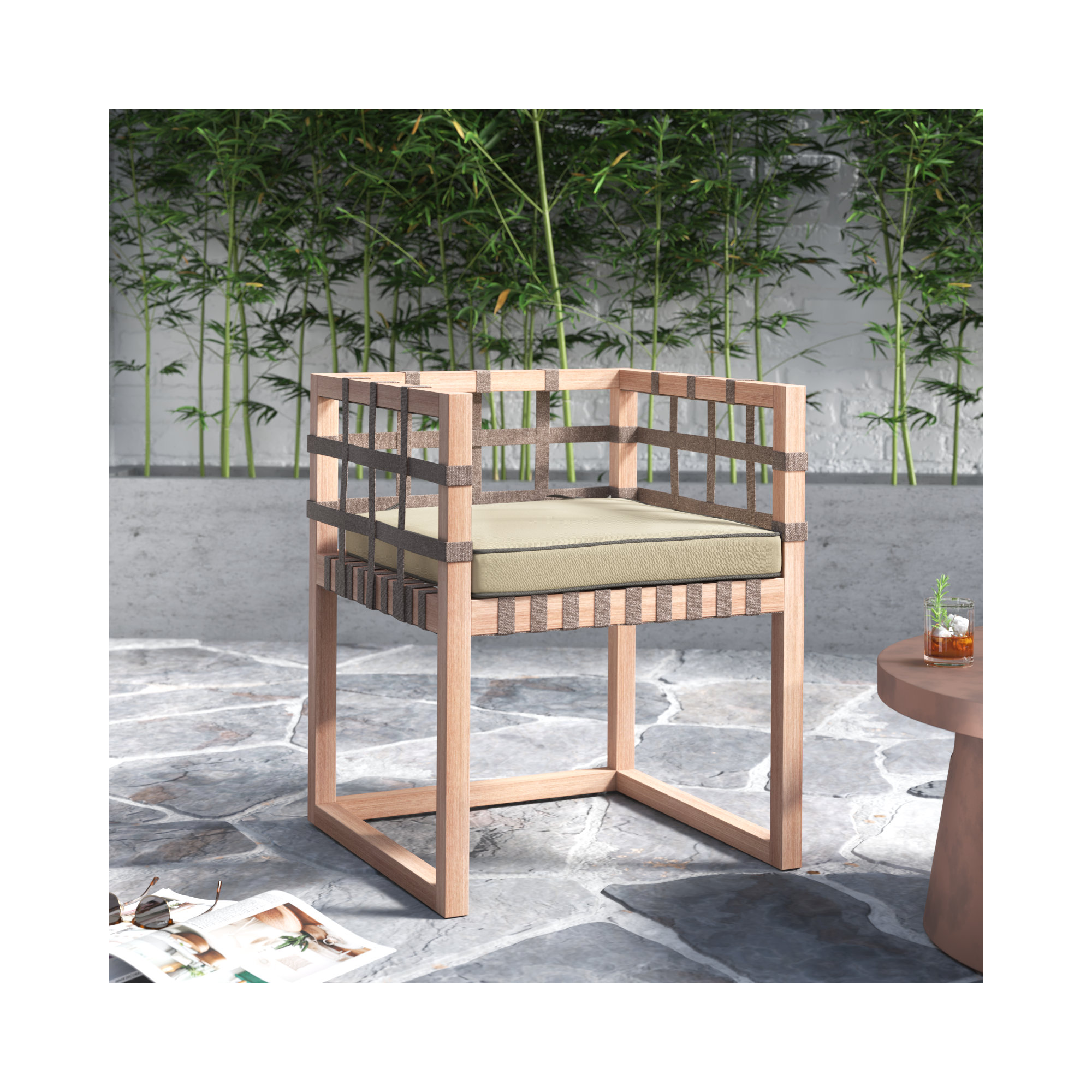 Kisha Outdoor Dining Chair Cushion, 3" H x 20" W x 20" D, Black