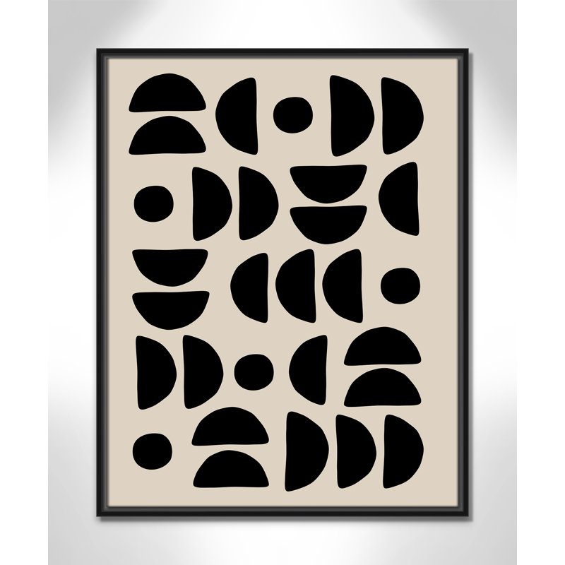 Motif géométrique semi-circulaire de Ristova, 23.5'' W x 29.5'' H, Framed Canvas, Black Floater