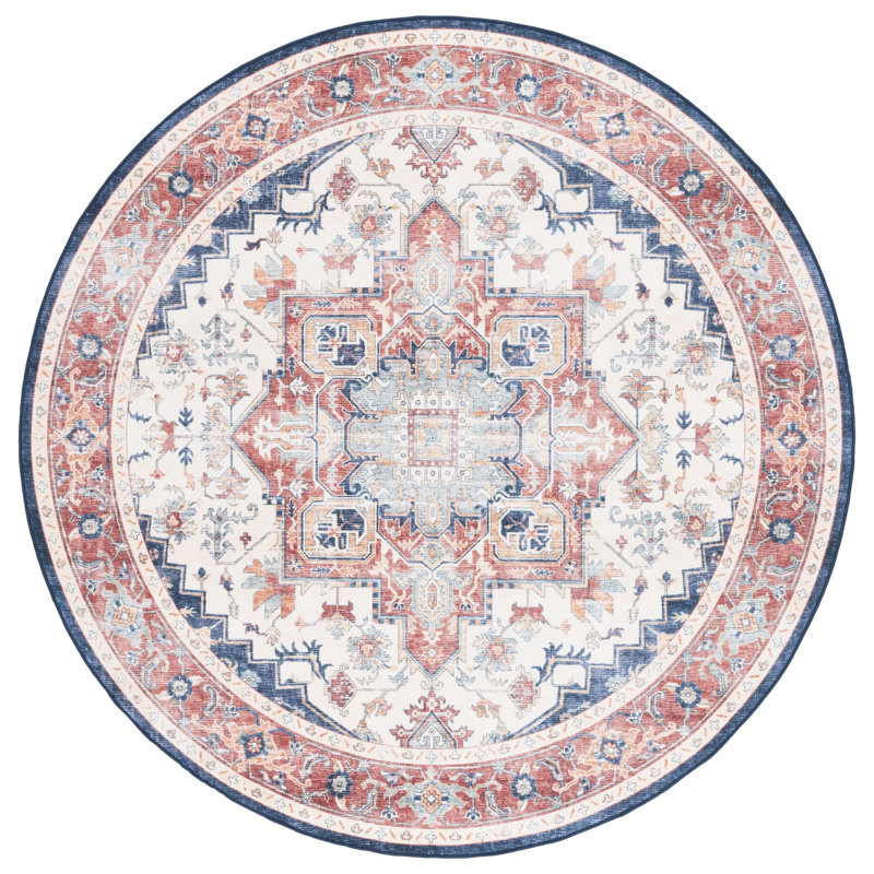 Abigeal Performance Machine Washable Oriental Rug, Round 6'