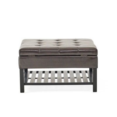 SQUARE OTTOMAN WITH STORAGE AND BOTTOM RACK