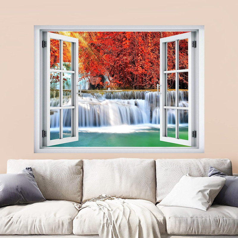 Murale d'automne arbre orange rivière Rapids, L 32 po x l 24 po