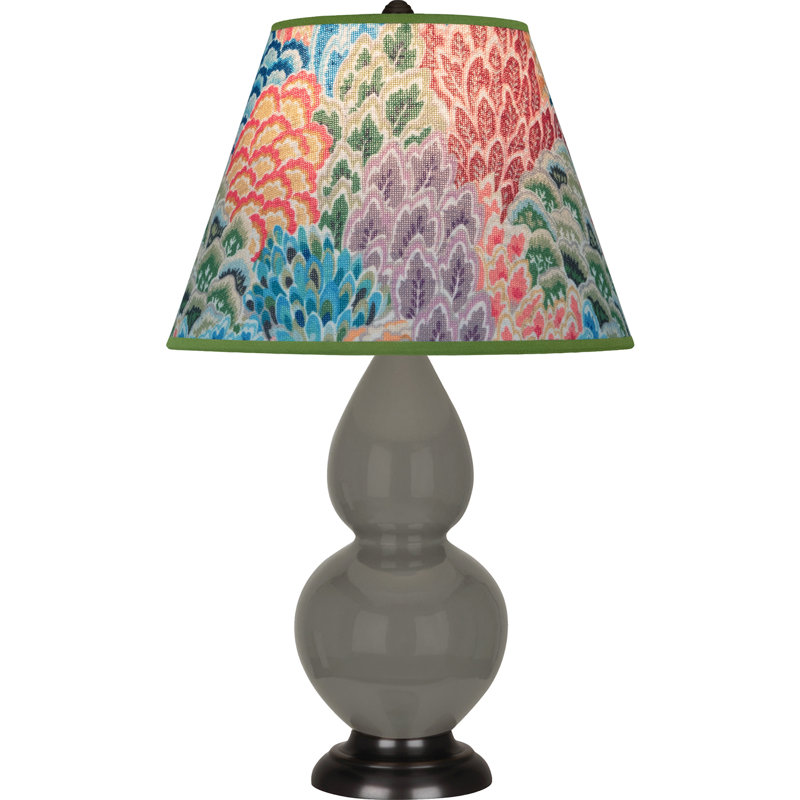 Small Double Gourd Accent Lamp - Sangria, Deep Patina Bronze - Lavender, Plum Shade, Citron/Antique Silver, Navy/Gray