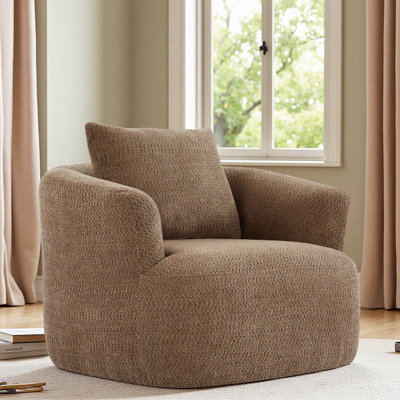 Fauteuil demi-tonneau pivotant à 360 ° avec accoudoirs ergonomiques et coussin décoratif Boneless