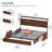 Modern King Bed with 4 Drawers and Open Storage Headboard, Adjustable LED Light and Charging Station, No Box Spring Needed-1910308963-1910308965