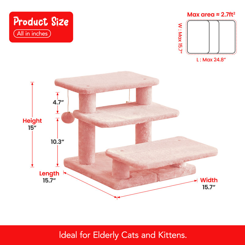 Escalier pour animaux 15 po H, Pink