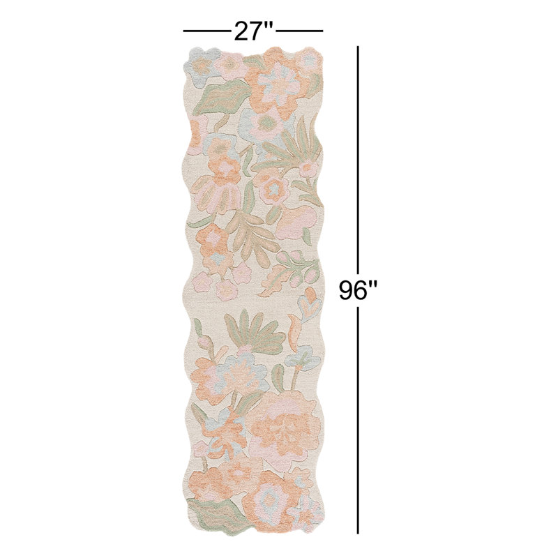 Jardin Hand Tufted Wool;Cotton Floral Indoor Rug, Runner 2'3" x 8'