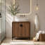 Base de meuble-lavabo 30 po seulement, armoire de rangement autoportante avec 2 portes, meuble-lavabo en bois d'ingénierie à finition brune pour salle de bain, salle d'eau