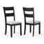 La table rectangulaire de 6 pièces pour ensemble de salle à manger est dotée de larges bancs rembourrés en tissu texturé neutre texturé gris à grain de bois vieilli