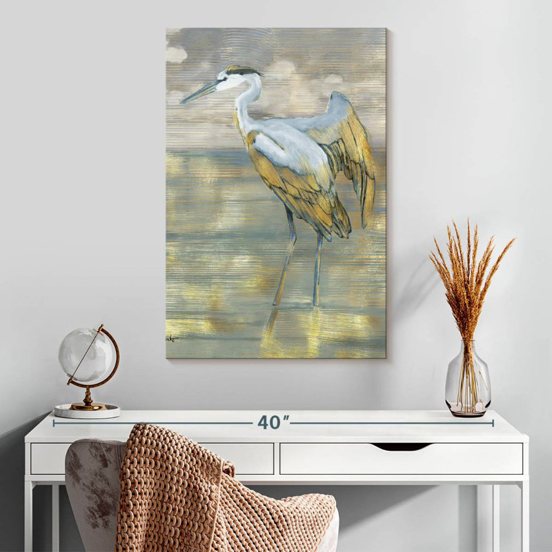 Brampt Golden Blue Heron, 30" H x 20" W
