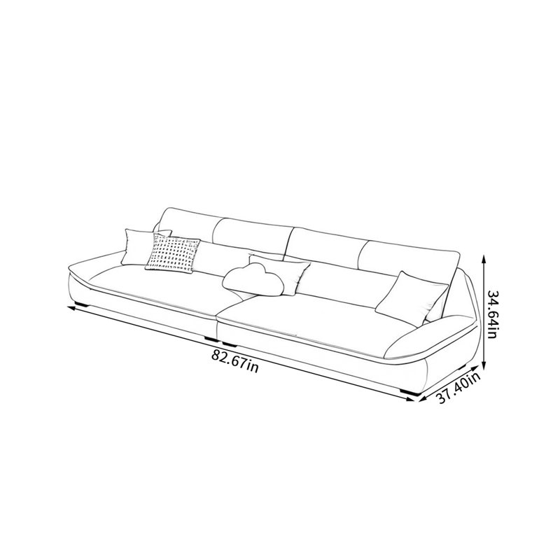Modern comfortable in-line sofa, 3, 34.64" H x 82.67" W x 37.4" D