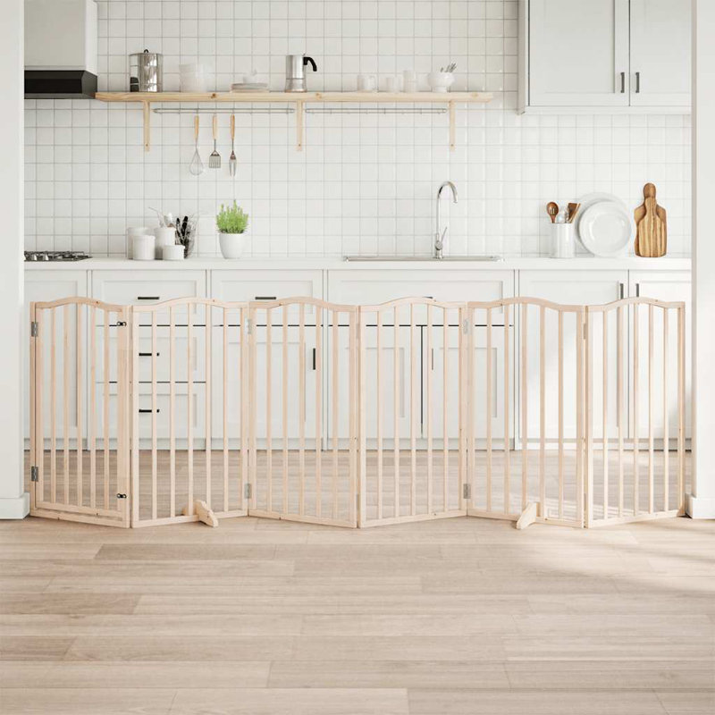 Barrière pour chien Archie & Oscar avec porte pliable 6 panneaux en bois de peuplier 189 pouces, Beige