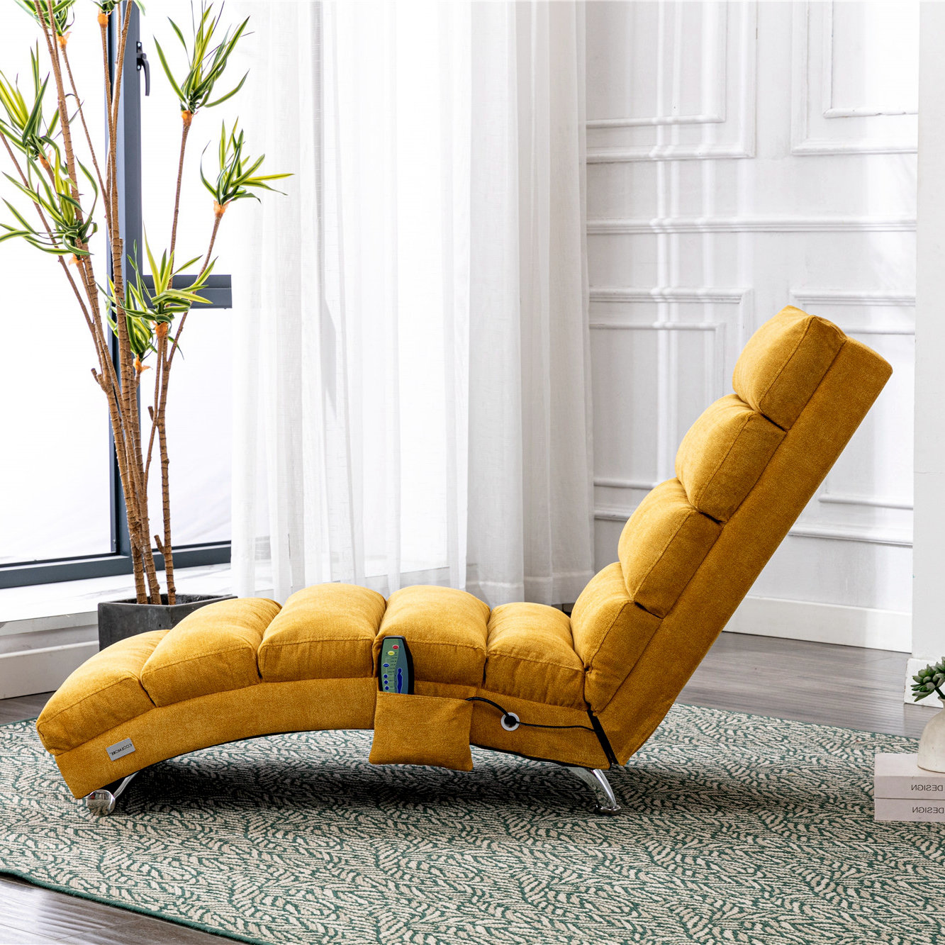 Orren Ellis Tufted Armless Reclining Chaise Lounge with Storage