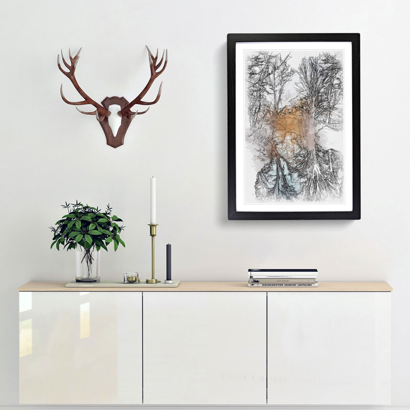 Trees - Picture Frame Painting Print, Black Framed, 45cm H x 33cm W x 2cm D