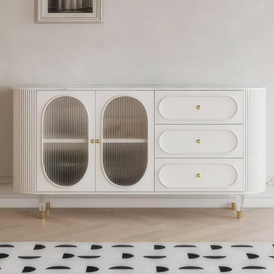 Modern White Manufactured Wood Stone Sideboard