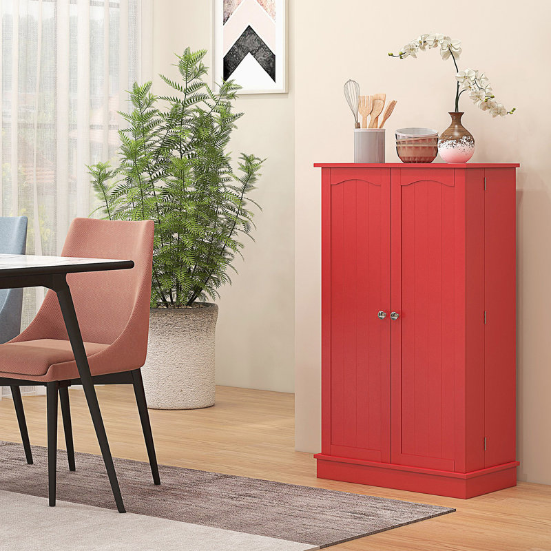 Accent Cabinet, Kitchen Pantry Storage Cabinet, Freestanding Kitchen Cabinet With 12 Door Shelves