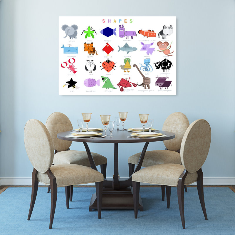 «Geometric Animal Fun», art mural contemporain géométrique coloré, 32" H x 48" W