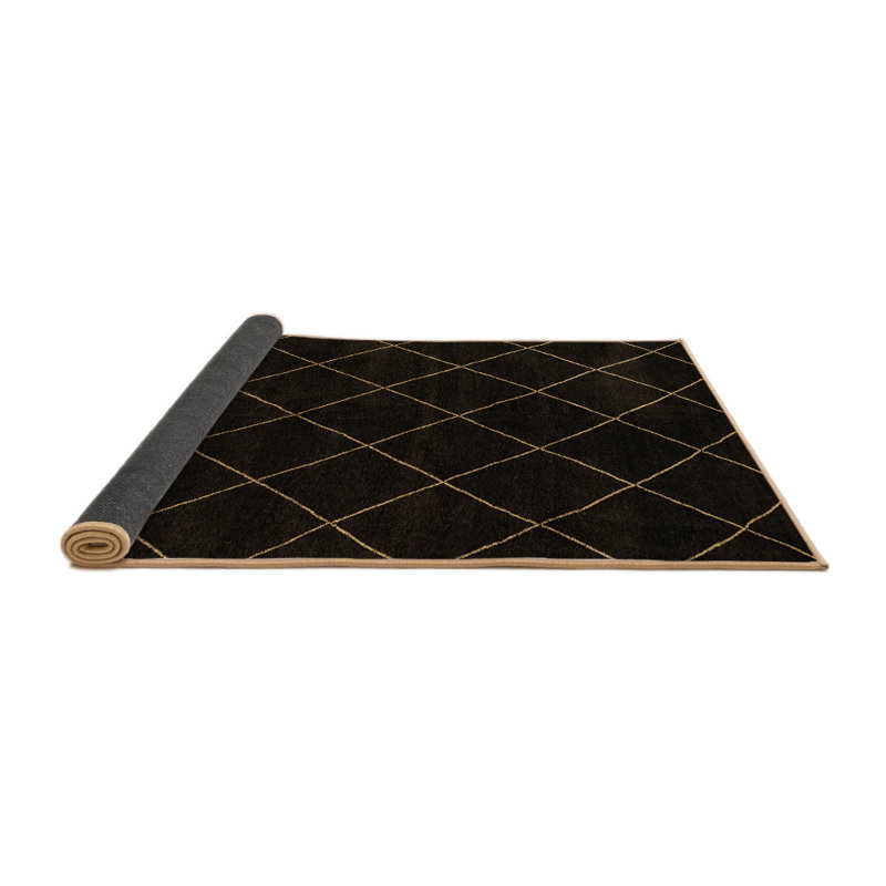 Tapis géométrique en laine / polyester tissé à la machine en noir / beige, Rectangle 2 pi x 3 pi