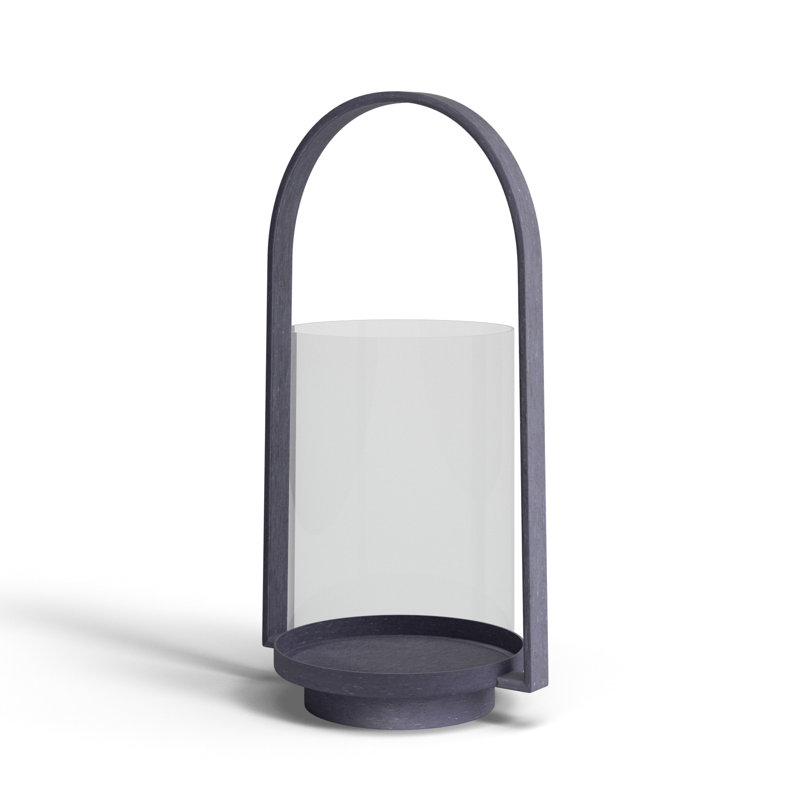 Aged Zinc Finish Tabletop Hurricane Lantern