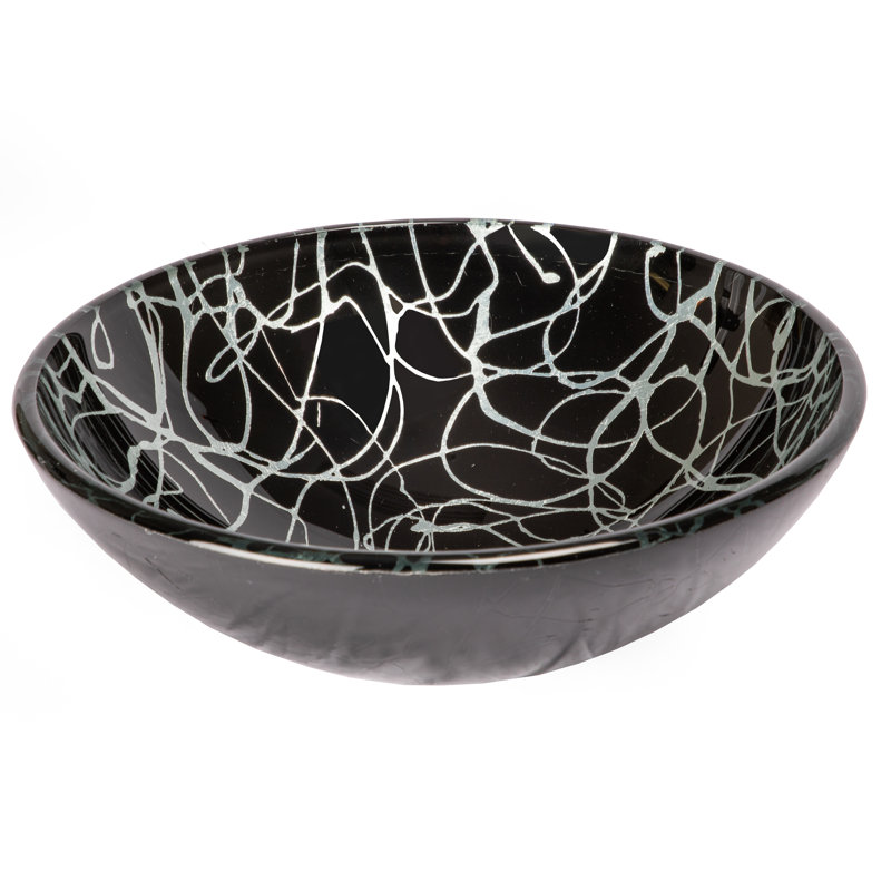 Eden Bath Eden 16.75'' Black/Silver Tempered Glass Circular Bathroom Sink