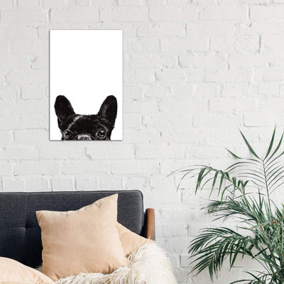 Peeking Bulldog by Big Nose Work - Wrapped Canvas Print