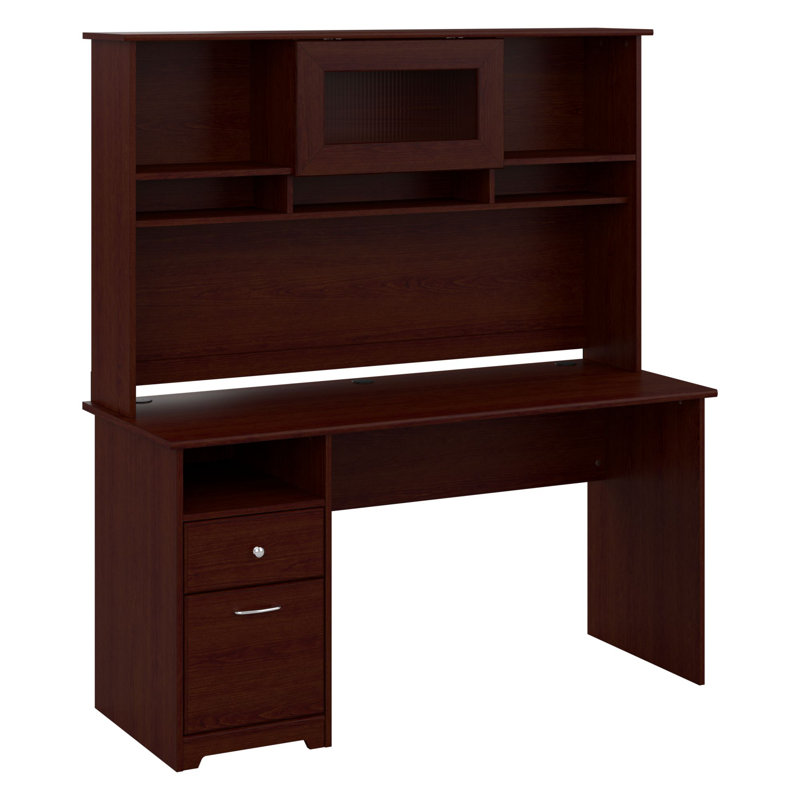Ozro Computer Desk, Harvest Cherry, 66.3" H x 59.45" W x 23.19" D