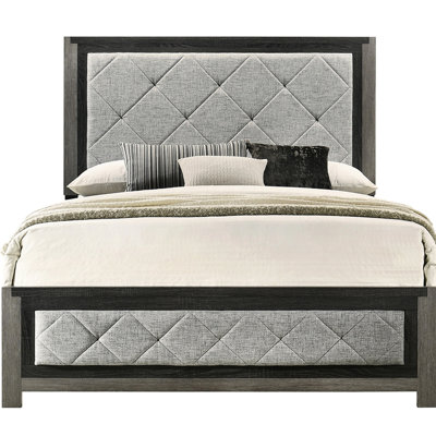 Gray King Size Panel Bed With Headboard, Modern Style, Linen Upholstery, Bedroom Headboard And , Transitional, Linen, Furniture