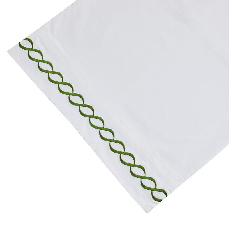 Barden Sateen Geometric Sheet Set, Queen Sheet Set with 2 Pillowcases, Green/White