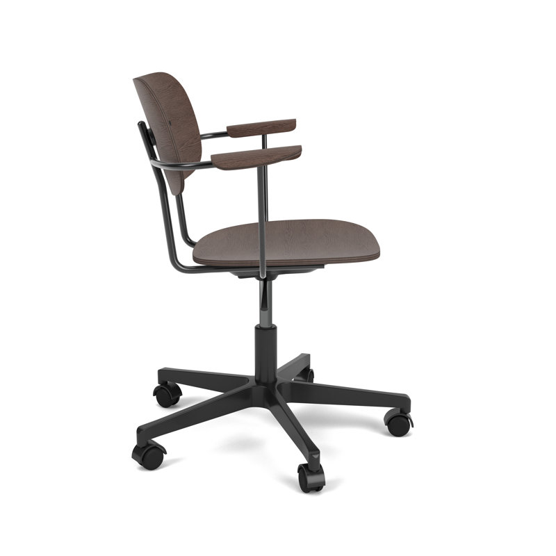 Co Swivel Task Chair, Dark Stained Oak/Black