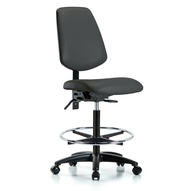 Jalynn Vinyl Drafting Chair, Casters, Charcoal, Not Included