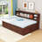 Hailea Full Size Wooden Daybed with Storage Shelves, Drawers and Cabinets