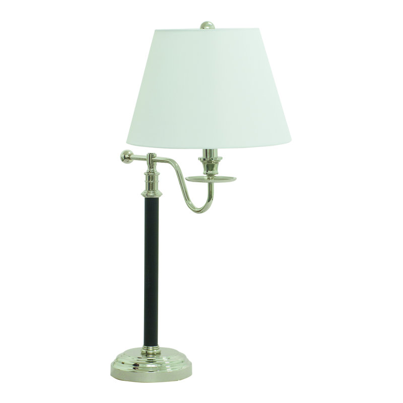 Brumit Metal Table Lamp, Black with Polished Nickel, White