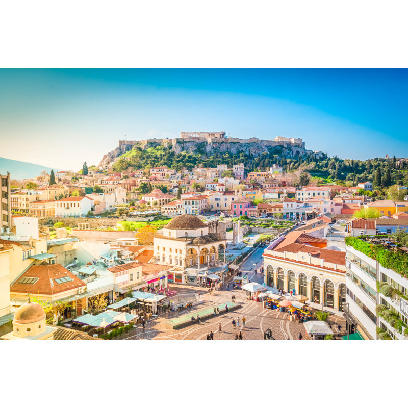 Skyline Of Athenth With Acropolis Hill - Wrapped Canvas Print, 20cm H x 30cm W x 3.8cm D