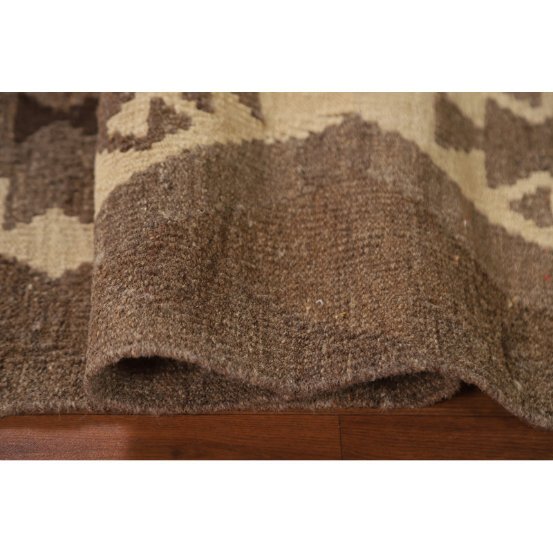Brown Kilim Reversible Wool Area Rug 5x6