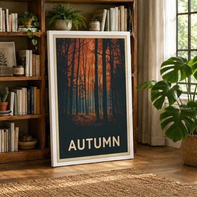 Autumn Forest Path Vintage - Wrapped Canvas