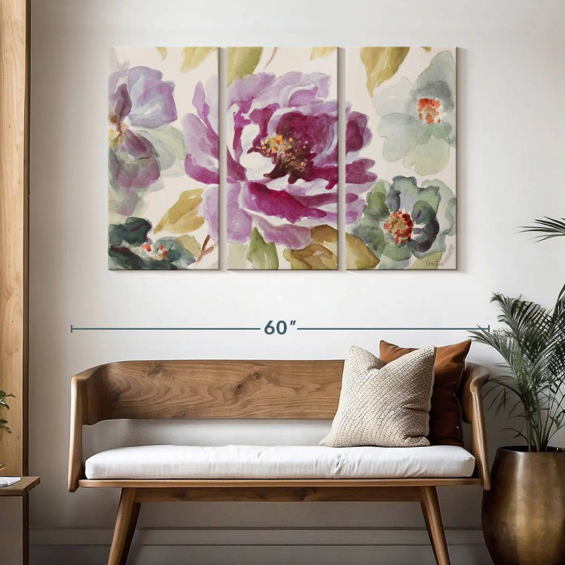 Harnek - fleurs mauves, H 32 po x l 50 po