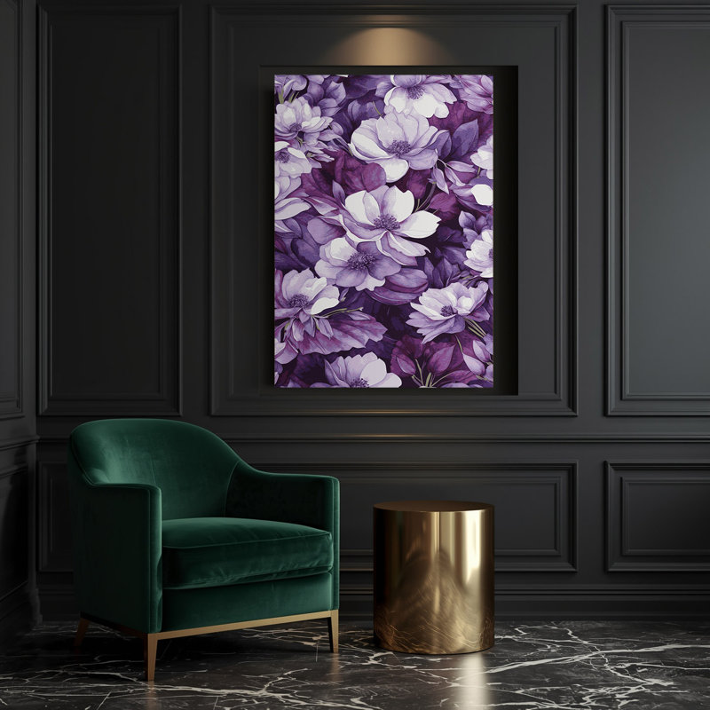 «Watercolor Floral 89», art mural sur toile mauve, H 11 po x l 14 po